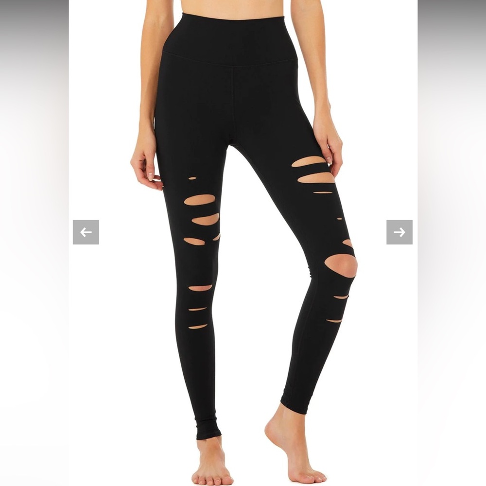 ALO Yoga High-Waist Ripped Warrior Legging size XXS perfect condition NO flaws - Picture 7 of 16